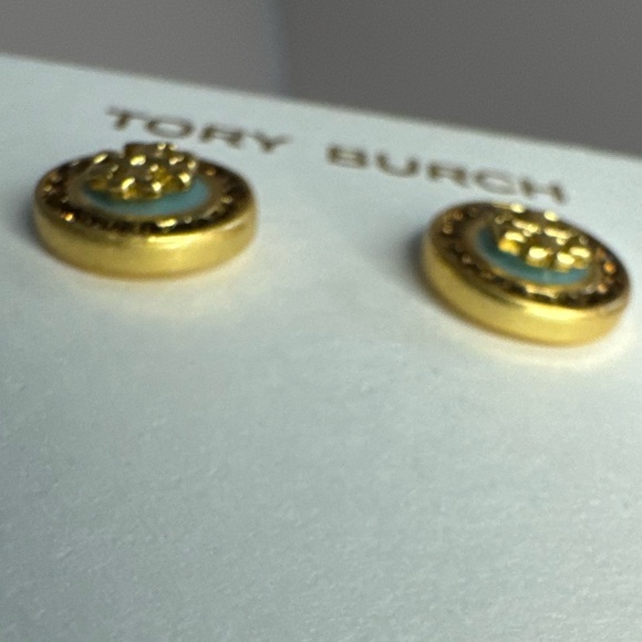Tory Burch New Kira 18K Gold-Plated Pave Crystals Enamel Circle Stud Earrings - Picture 8 of 12